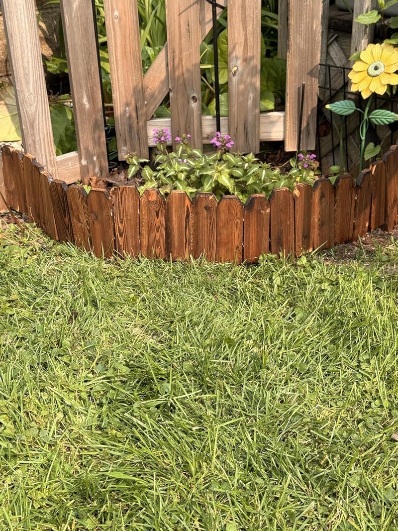ciAmore Wood Fence Border for Garden Beds – 9.8" H x 47" L Wooden Landscape Edging Panels, Rustic Decorative Outdoor Divider for Lawn, Path, and Yard Design (3-Pack, Covers 11.75 Ft) - Image 4